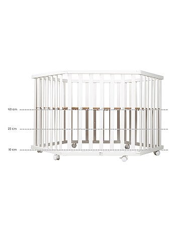 ROBA Parque infantil hexagonal en madera Fox & Bunny + alfombra de parque y ruedas con freno