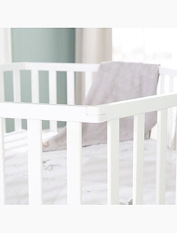 ROBA Parque infantil hexagonal en madera Fox & Bunny + alfombra de parque y ruedas con freno