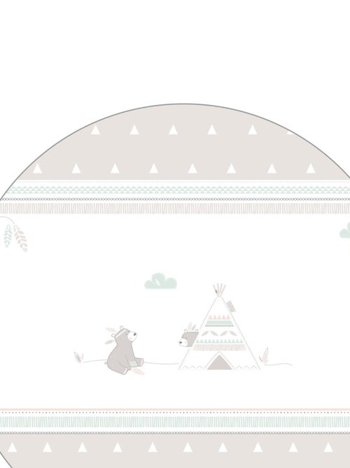 ROBA Parque infantil hexagonal en madera "Indibear" + alfombra de parque y ruedas con freno - Blanco - Kiabi