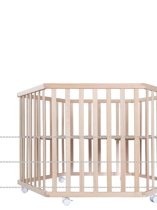 ROBA Parque infantil hexagonal en madera Liebhabear + alfombra de parque y ruedas con freno - Blanco - Kiabi