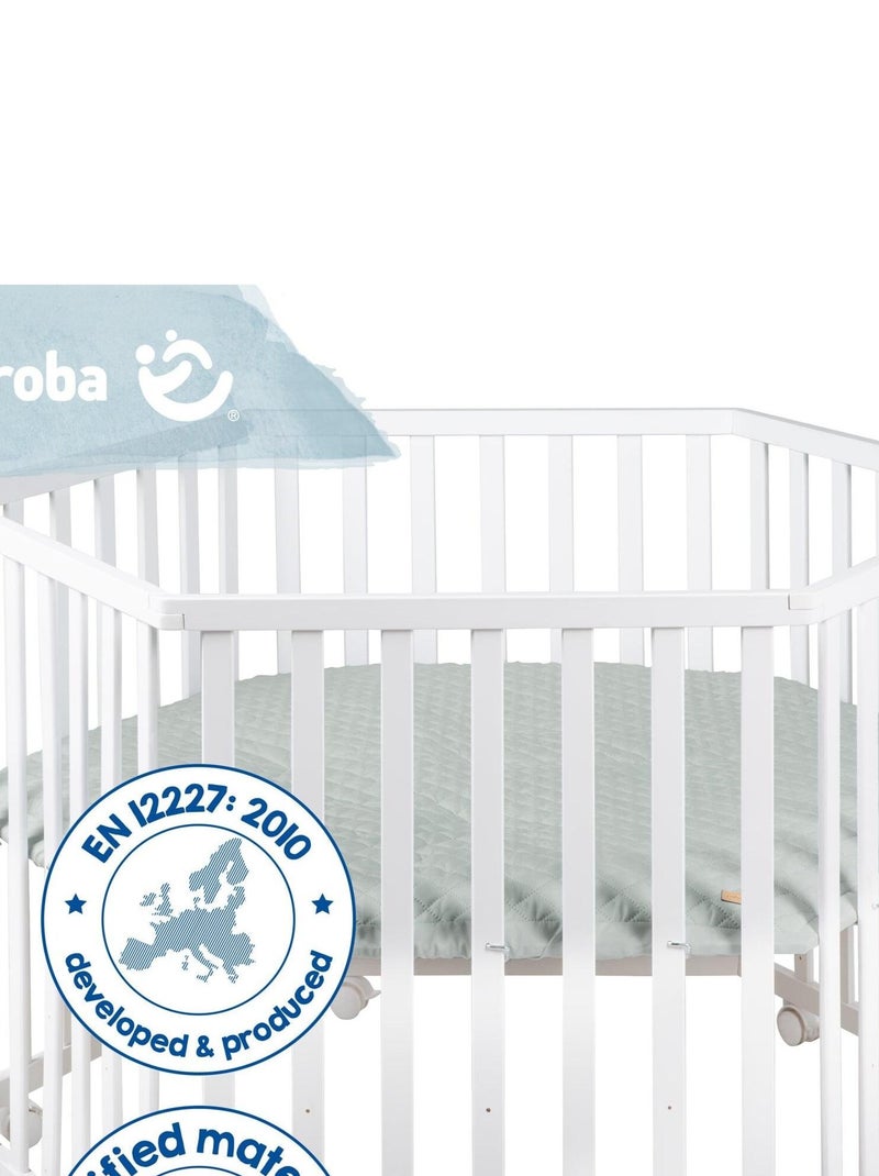 ROBA Parque infantil hexagonal ROBA Style + alfombra de parque en verde glaciar - madera blanca Blanco - Kiabi