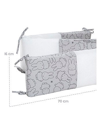ROBA Protector de cuna "safe asleep®" - Air Plus "miffy®" - Gris