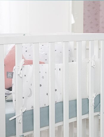 ROBA Protector de cuna "safe asleep®" - Easy Air "Sternenzauber" - Blanco