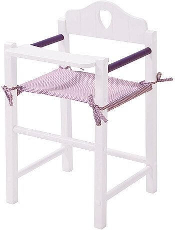 ROBA Silla alta para muñecas "Fienchen" en madera y tela + bandeja - desde 3 años - lacado blanco