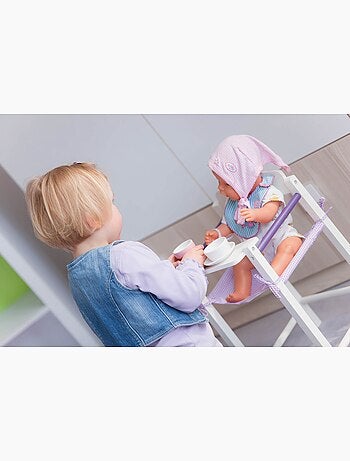 ROBA Silla alta para muñecas "Fienchen" en madera y tela + bandeja - desde 3 años - lacado blanco