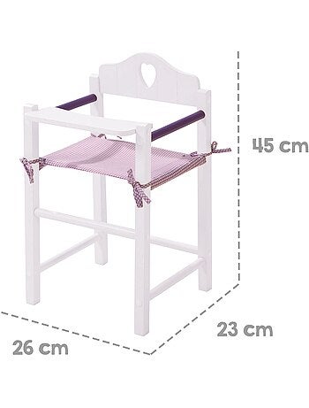 ROBA Silla alta para muñecas "Fienchen" en madera y tela + bandeja - desde 3 años - lacado blanco