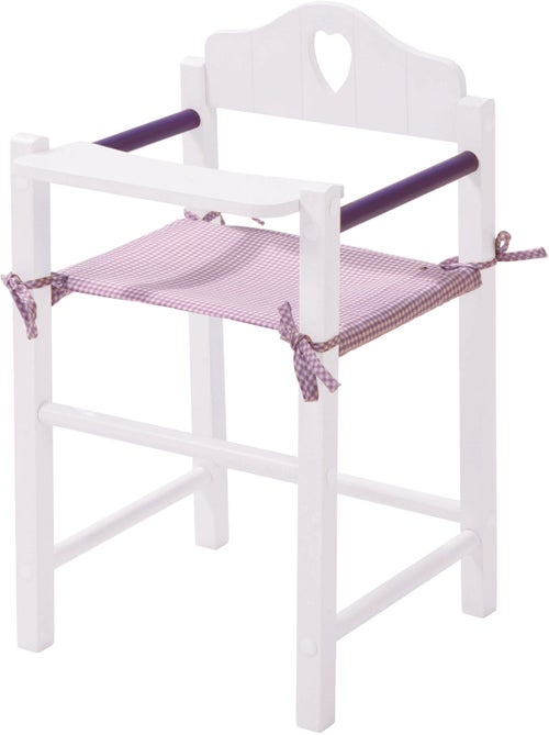 ROBA Silla alta para muñecas "Fienchen" en madera y tela + bandeja - desde 3 años - lacado blanco - Kiabi