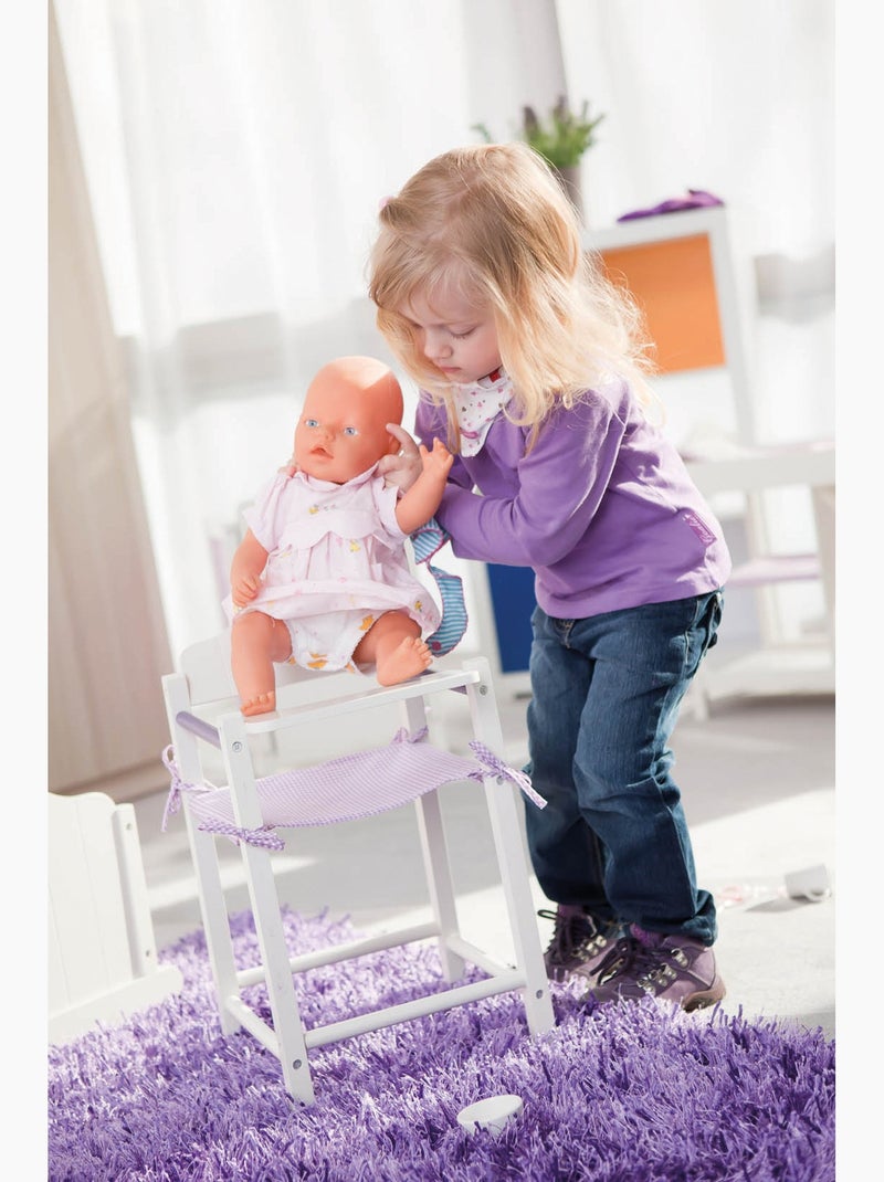 ROBA Silla alta para muñecas "Fienchen" en madera y tela + bandeja - desde 3 años - lacado blanco Blanco Violeta - Kiabi