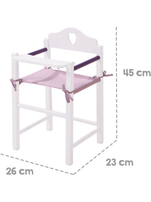 ROBA Silla alta para muñecas "Fienchen" en madera y tela + bandeja - desde 3 años - lacado blanco - Kiabi