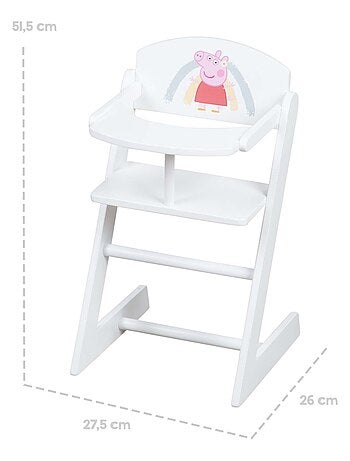 ROBA Silla alta y cojín para muñecas 'Peppa Pig' en madera - diseño cerdita