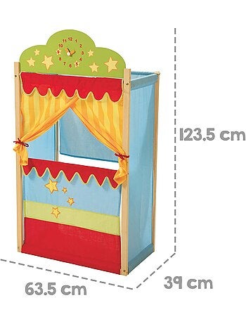 ROBA Teatro de guiñol en madera y tela - montado sobre base