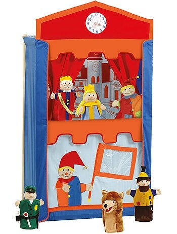 ROBA Teatro de guiñol para niños + 6 marionetas de mano - en madera y tela - multicolor