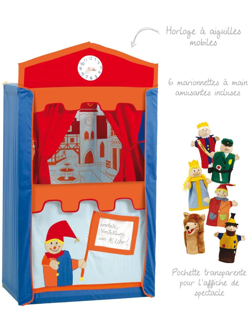 ROBA Teatro de guiñol para niños + 6 marionetas de mano - en madera y tela - multicolor Multicolor - Kiabi