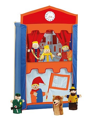 ROBA Teatro de guiñol para niños + 6 marionetas de mano - en madera y tela - multicolor