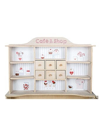 ROBA Tienda de juegos en madera "Café & Shop" + más de 100 accesorios - estampado helado