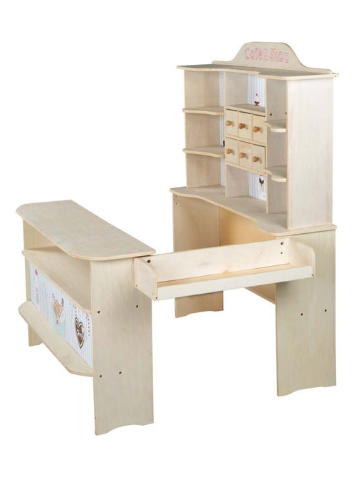 ROBA Tienda de juegos en madera "Café & Shop" + más de 100 accesorios - estampado helado - Kiabi