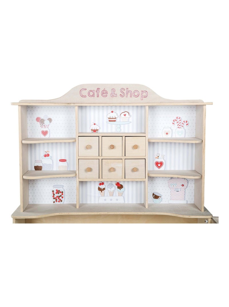ROBA Tienda de juegos en madera "Café & Shop" + más de 100 accesorios - estampado helado Multicolor - Kiabi
