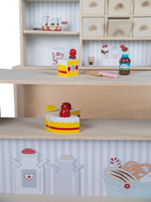 ROBA Tienda de juegos en madera "Café & Shop" + más de 100 accesorios - estampado helado - Kiabi