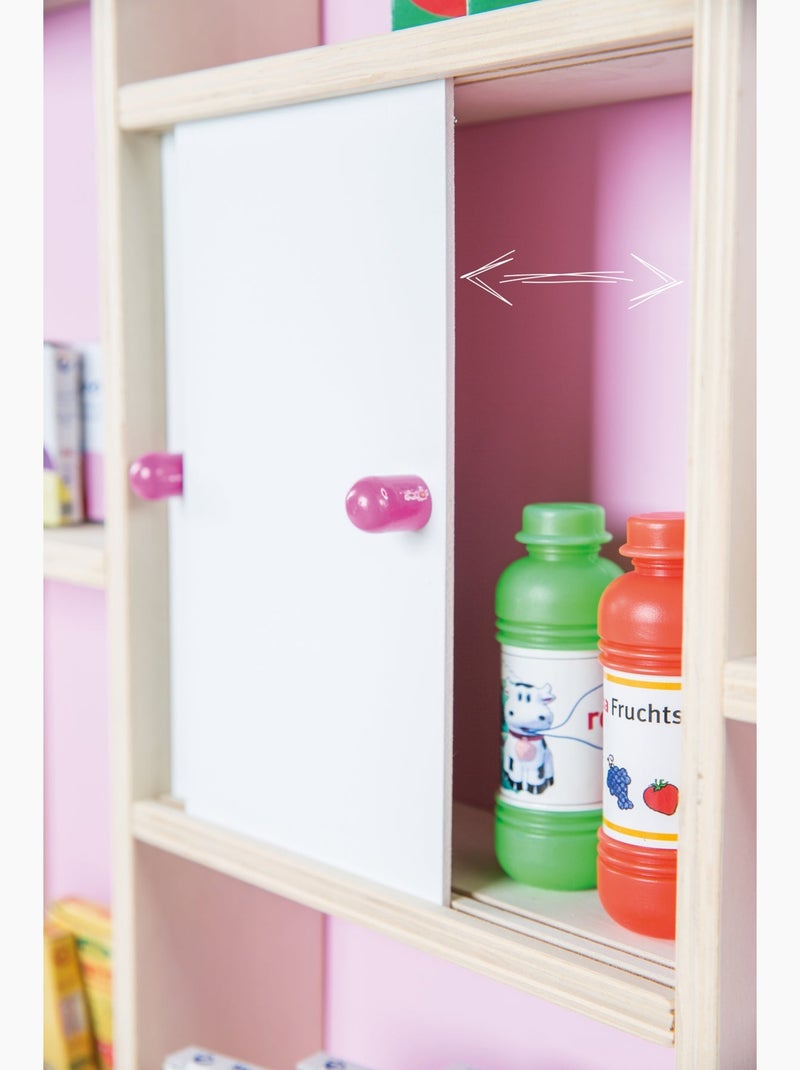 ROBA Tienda de juegos en madera con reloj + caja registradora, micrófono y accesorios - rosa/natural Beige/Rosa - Kiabi