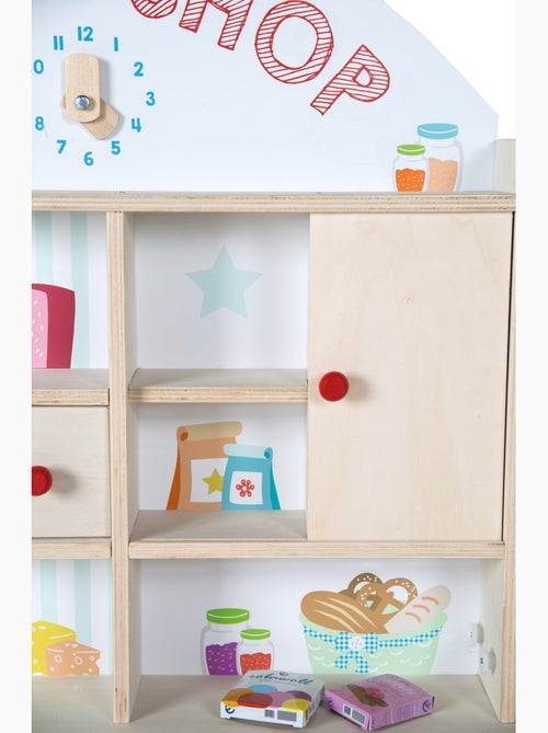 ROBA Tienda de juegos en madera Minishop con reloj y pizarra - incluye accesorios - natural - Kiabi