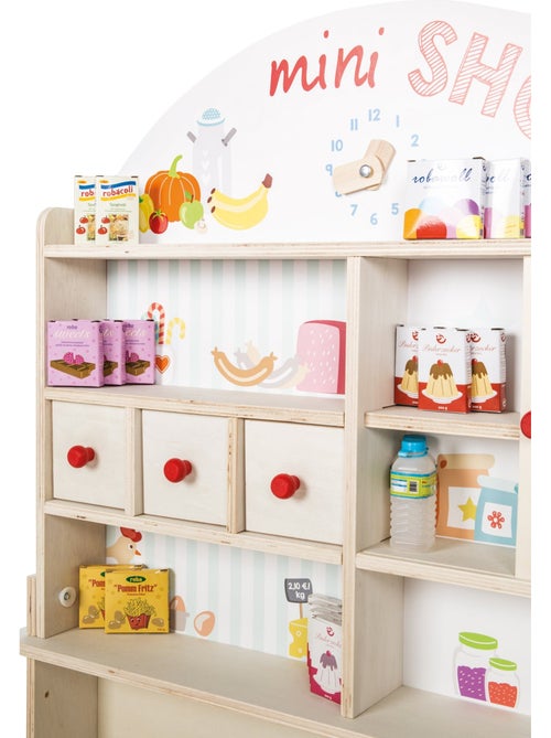 ROBA Tienda de juegos en madera Minishop con reloj y pizarra - incluye accesorios - natural - Kiabi