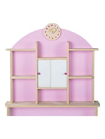 ROBA Tienda de juegos infantil en madera con reloj - estantes y 2 puertas correderas