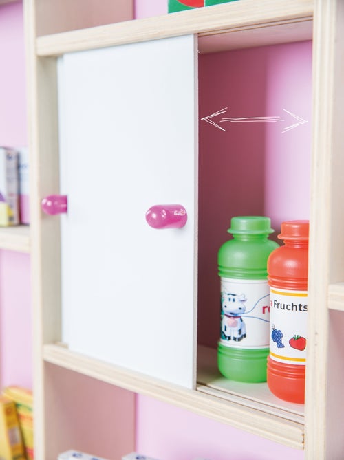 ROBA Tienda de juegos infantil en madera con reloj - estantes y 2 puertas correderas - Kiabi