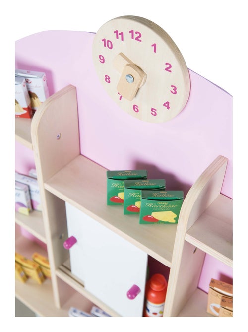 ROBA Tienda de juegos infantil en madera con reloj - estantes y 2 puertas correderas - Kiabi