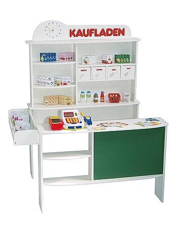 ROBA Tienda en madera + caja registradora y accesorios - reloj y pizarra integrados