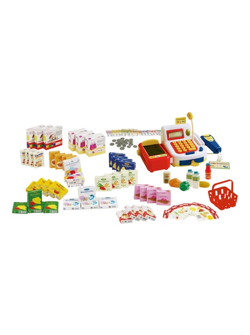 ROBA Tienda en madera + caja registradora y accesorios - reloj y pizarra integrados - Kiabi