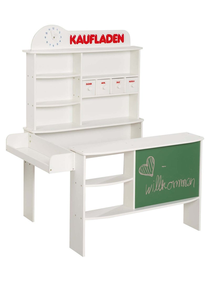 ROBA Tienda en madera + caja registradora y accesorios - reloj y pizarra integrados Blanco - Kiabi