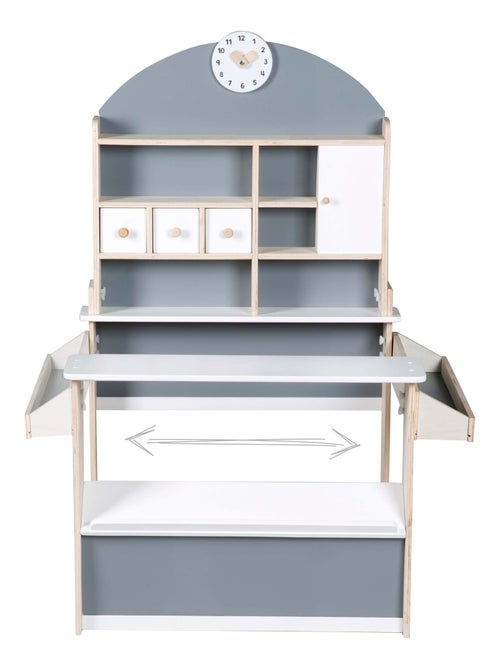 ROBA Tienda en madera con estantes y 3 cajones + 2 mostradores y reloj - Kiabi