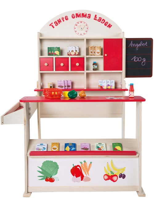 ROBA Tienda "Tante Emma" en madera natural - con 2 mostradores y pizarra - Kiabi ROBA Tienda "Tante Emma" en madera natural - con 2 mostradores y pizarra - Kiabi