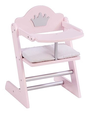 ROBA Trona para muñecas "Princesa Sophie" en madera - desde 18 meses - rosa/plata