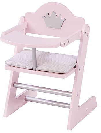 ROBA Trona para muñecas "Princesa Sophie" en madera - desde 18 meses - rosa/plata