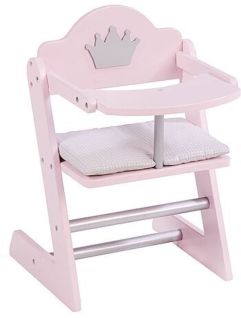 ROBA Trona para muñecas "Princesa Sophie" en madera - desde 18 meses - rosa/plata