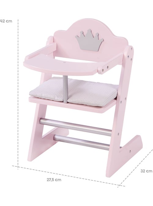 ROBA Trona para muñecas "Princesa Sophie" en madera - desde 18 meses - rosa/plata - Kiabi