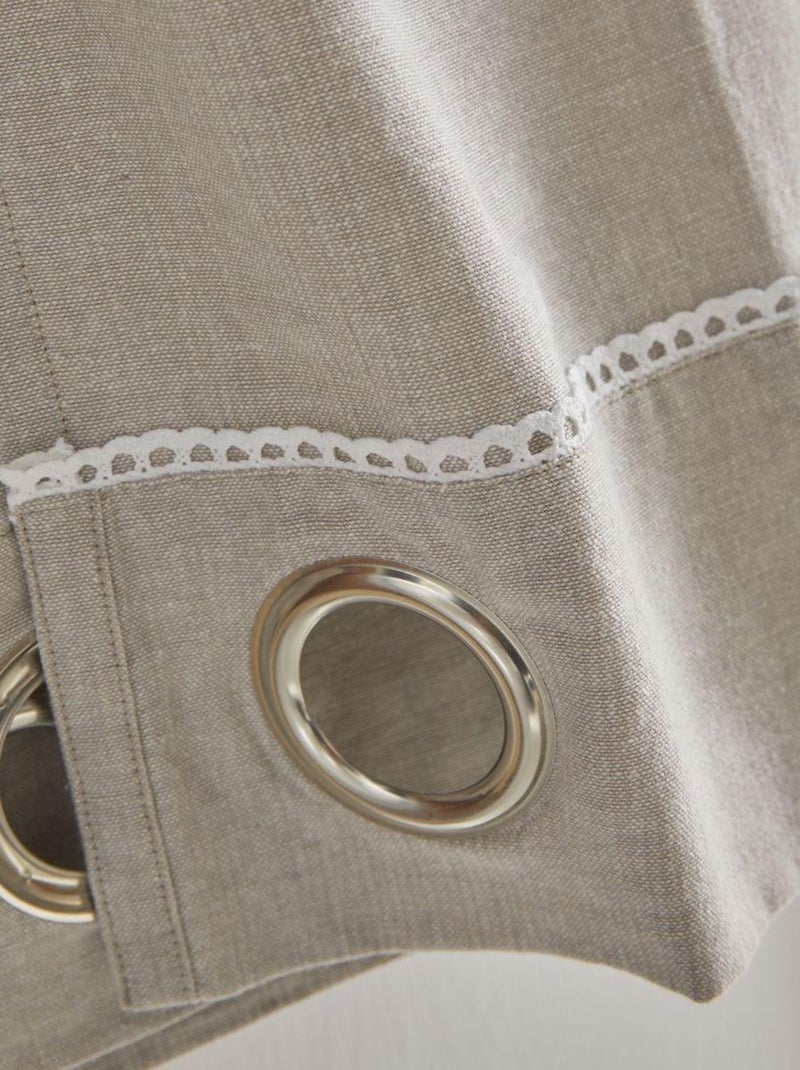 Romántica cortina de ojales con encaje Beige - Kiabi