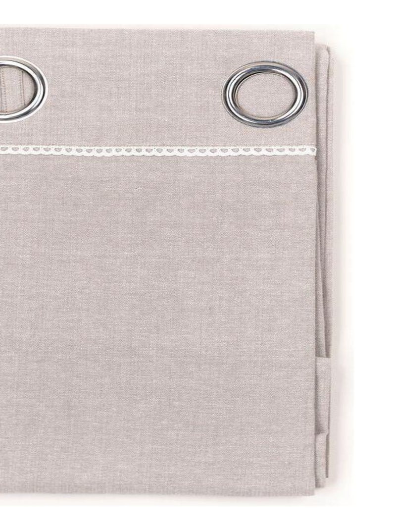 Romántica cortina de ojales con encaje Beige - Kiabi