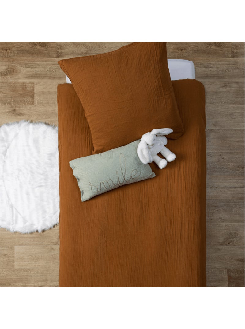 Ropa de cama 140x200cm gasa de algodón avellana Marrón - Kiabi