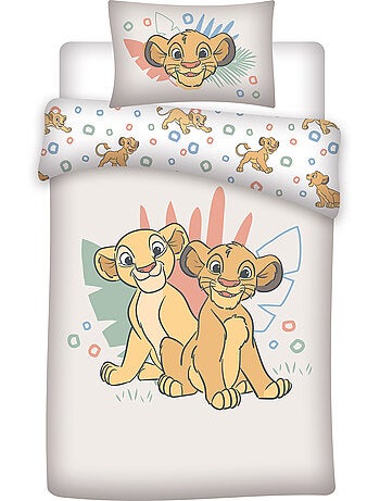 Ropa de Cama Bebé Disney El Rey León 100x140cm + Funda Almohada 40x60cm – Simba & Nala – 100% Algodó