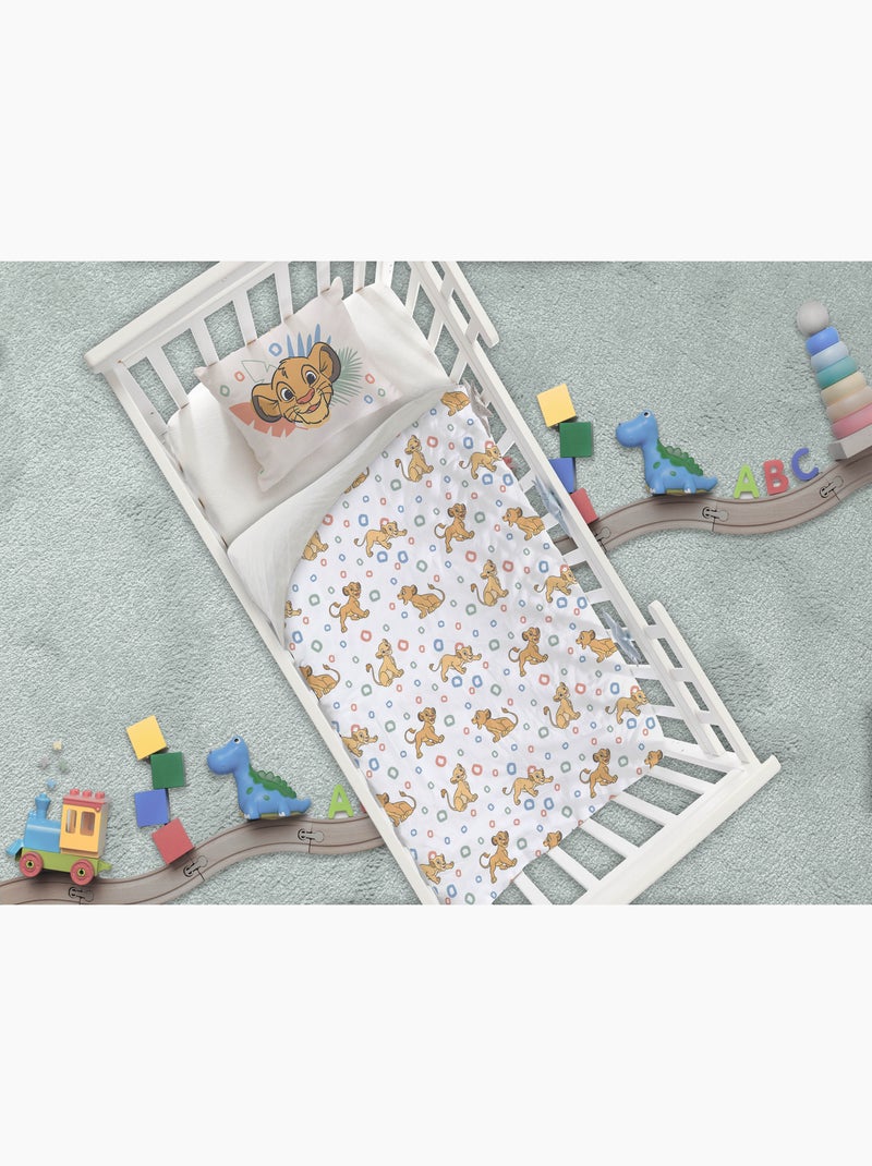 Ropa de Cama Bebé Disney El Rey León 100x140cm + Funda Almohada 40x60cm – Simba & Nala – 100% Algodó Beige/Blanco - Kiabi