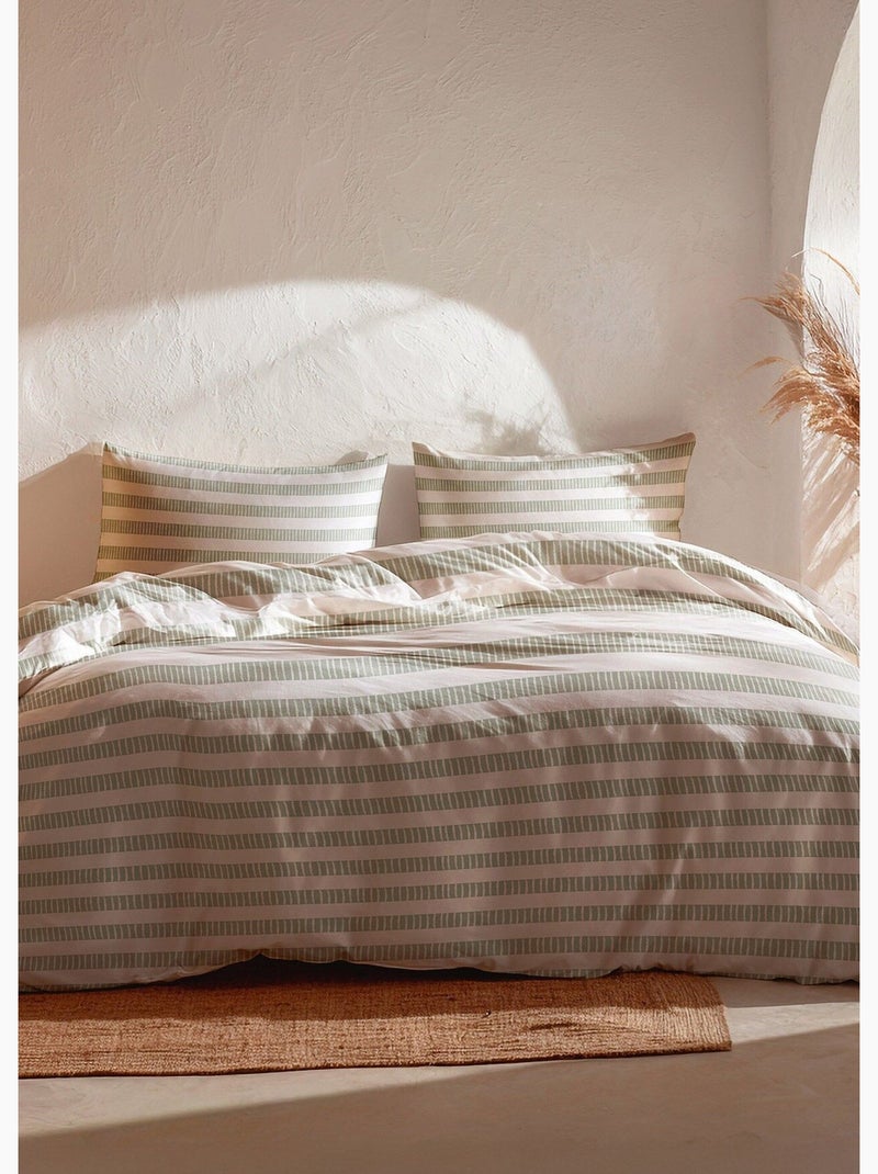Ropa de cama de algodón, rayas estilizadas - AFIBEL Blanco Verde - Kiabi