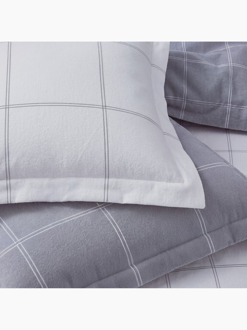 Ropa de cama doble de franela a cuadros Gris - Kiabi