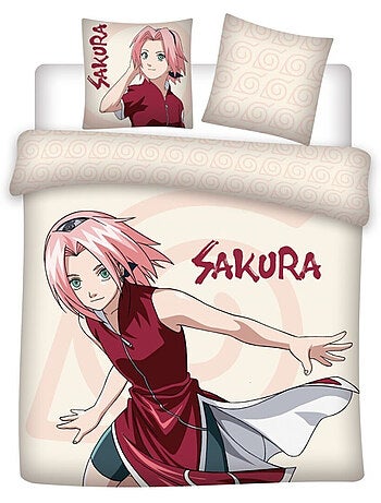 Ropa de Cama Doble Naruto Sakura 240x220 cm + 2 Fundas 65x65 cm Algodón-Poliéster Reversible