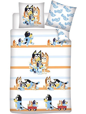 Ropa de Cama Infantil Bluey Familia 140x200 cm + Funda 65x65 cm 100% Algodón