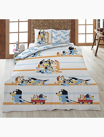 Ropa de Cama Infantil Bluey Familia 140x200 cm + Funda 65x65 cm 100% Algodón