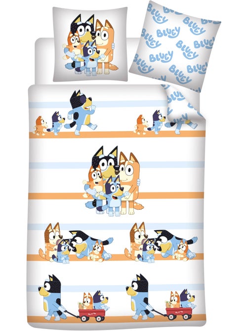 Ropa de Cama Infantil Bluey Familia 140x200 cm + Funda 65x65 cm 100% Algodón - Kiabi