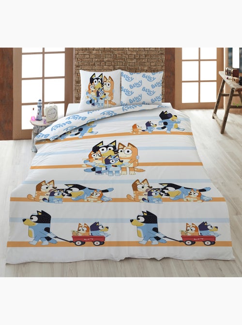 Ropa de Cama Infantil Bluey Familia 140x200 cm + Funda 65x65 cm 100% Algodón - Kiabi