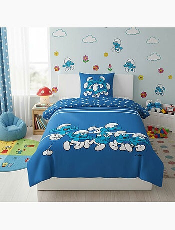 Ropa de Cama Infantil Los Pitufos 140x200 cm + Funda 65x65 cm Algodón-Poliéster